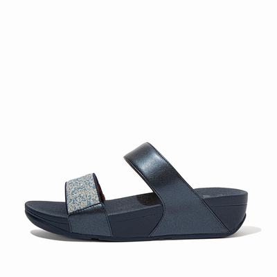 Fitflop Women's LULU Shimmer Splash Slides Sandals - Navy, SU8953627